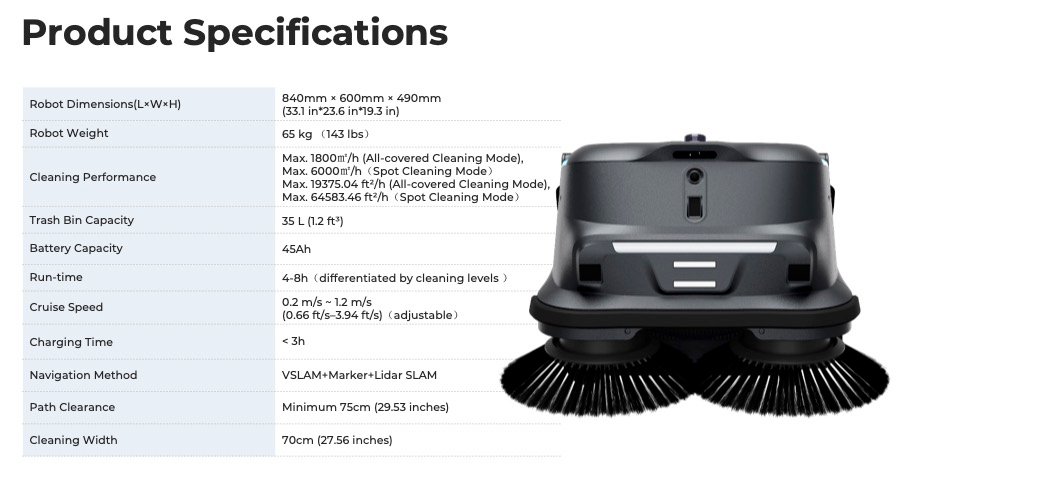 PUDU MT1 product specifications